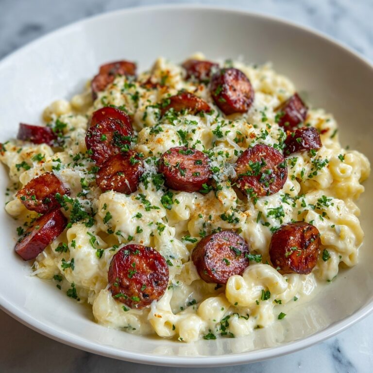 Garlic Butter Sausage Bites with Creamy Parmesan Pasta Recipe