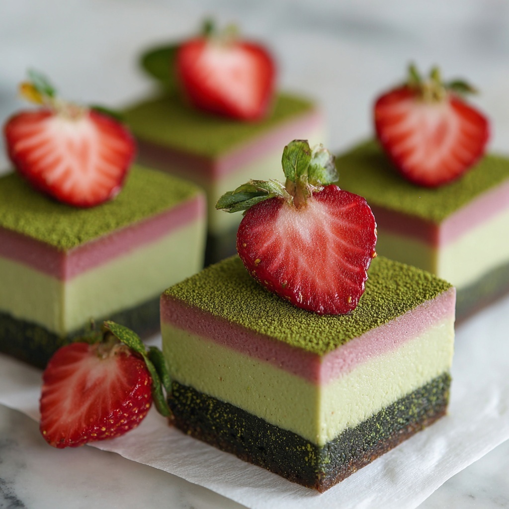 Matcha Strawberry Cream Bars Recipe - Recipe Image