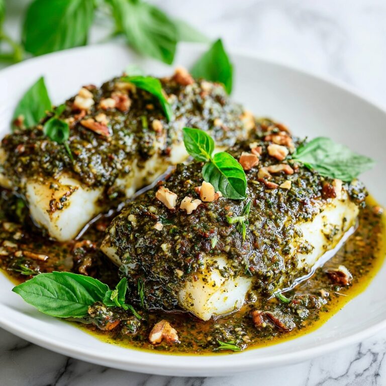 Keto Chilean Seabass with Walnut Pesto Crust Recipe