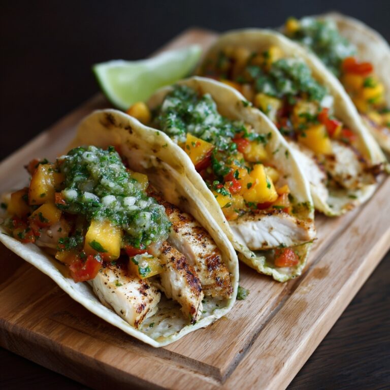 Cilantro-Lime Chicken Tacos with Peach Salsa Recipe