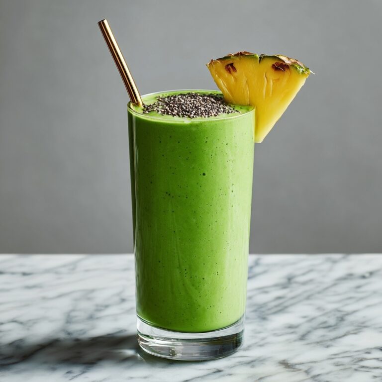 Creamy Green Detox Smoothie with Pineapple and Ginger Recipe
