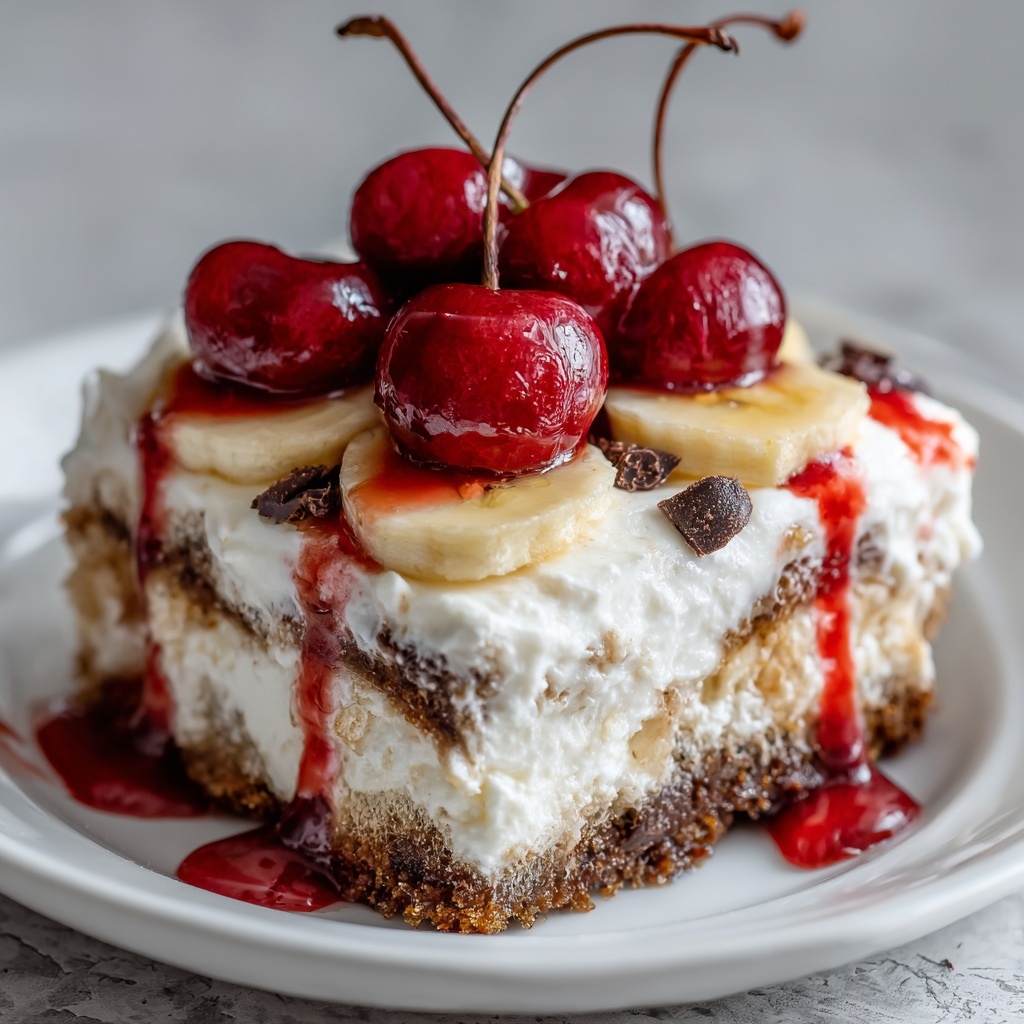 No-Bake Banana Split Cheesecake Recipe - Recipe Image