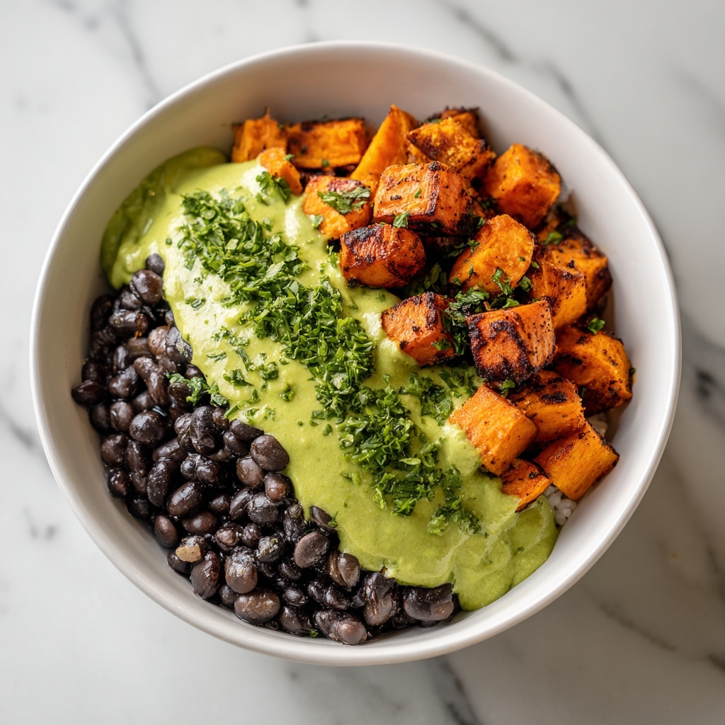 Sweet Potato and Black Bean Bowls with Avocado Lime Dressing Recipe - Recipe Image
