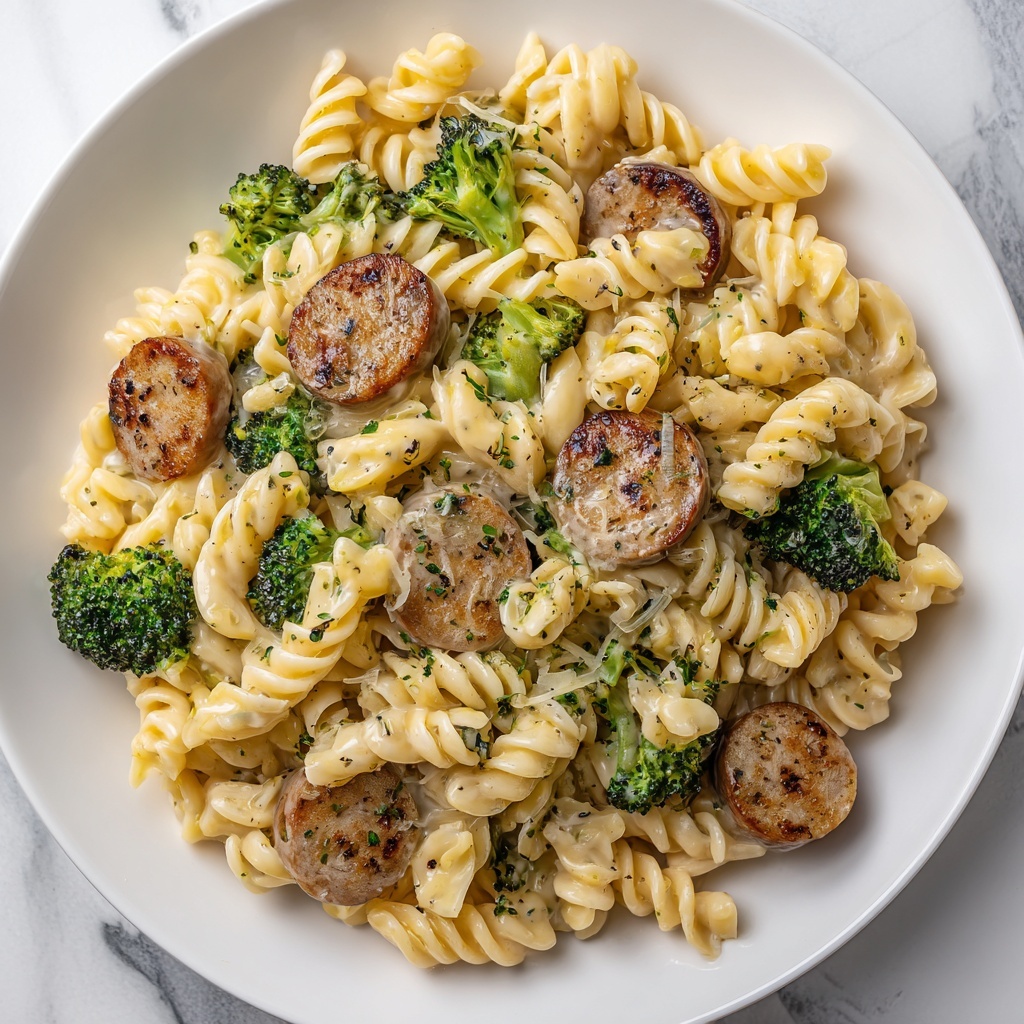 One-Pot Cheesy Smoked Sausage and Broccoli Pasta Recipe - Recipe Image