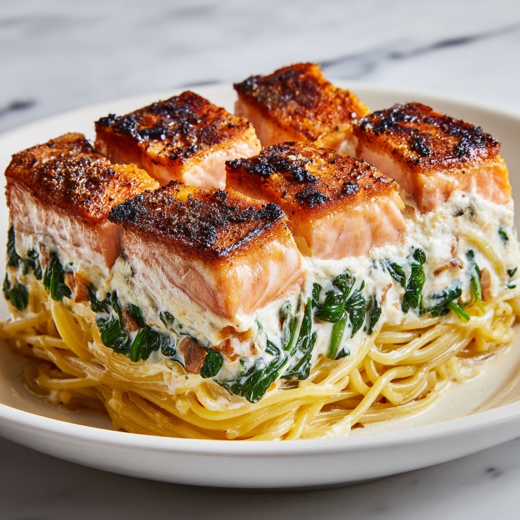 Blackened Salmon Stuffed with Spinach and Parmesan Recipe - Recipe Image