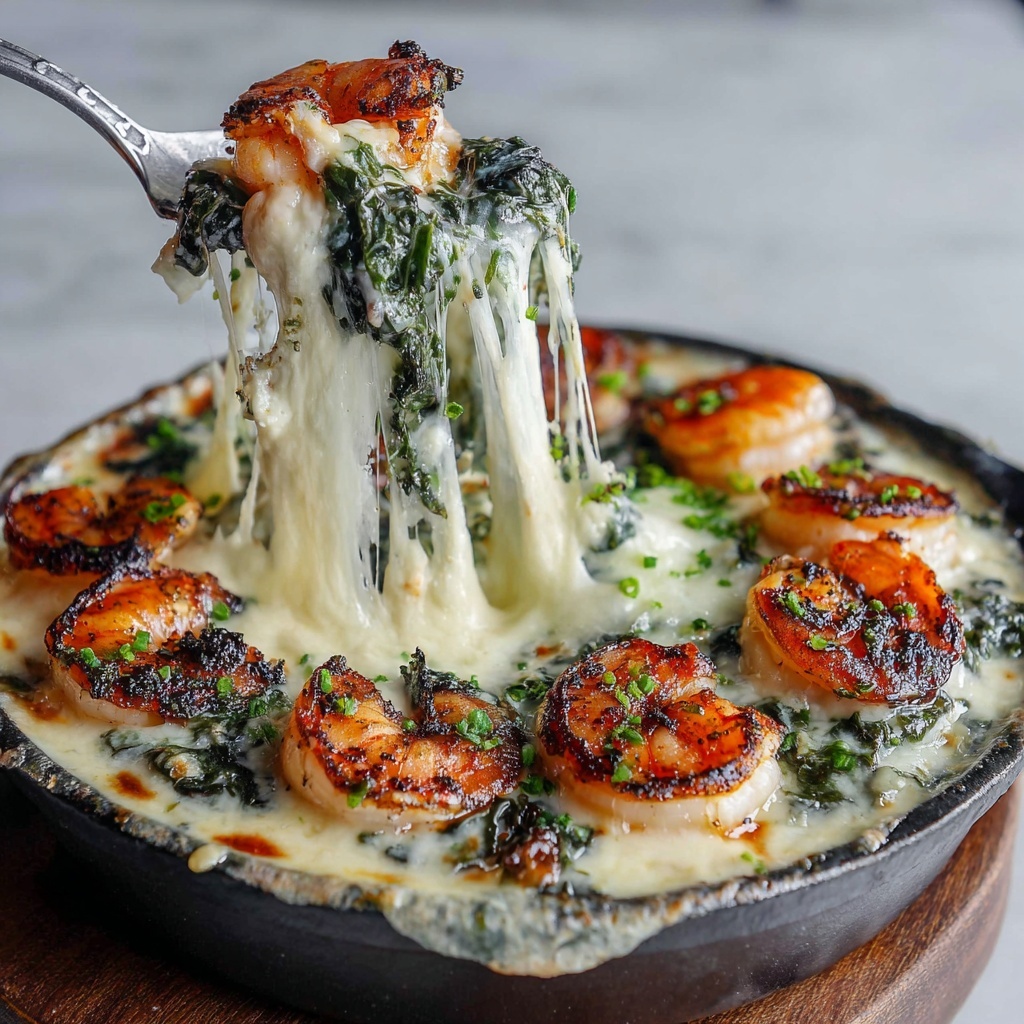 Shrimp and Spinach with Rich Crab Cheese Sauce Recipe - Recipe Image