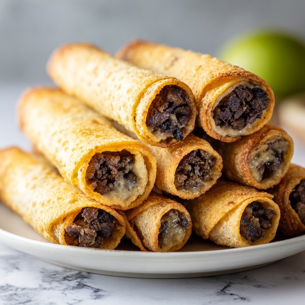 Cheesy Beef Baked Taquitos Recipe - Recipe Image