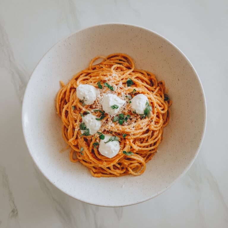 Creamy Red Pepper Pasta with Burrata & Herbs Recipe