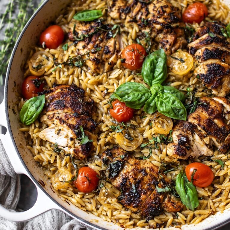 Chicken Orzo with Cherry Tomatoes and Spinach Recipe