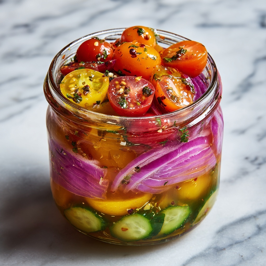 Pickled Cherry Tomatoes, Red Onions, and Cucumbers Recipe - Recipe Image