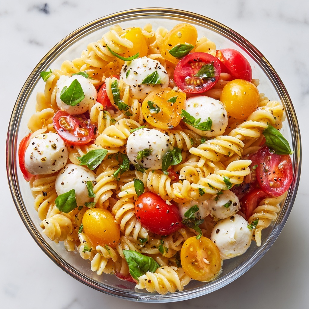 Creamy Caprese Pasta Salad Recipe - Recipe Image