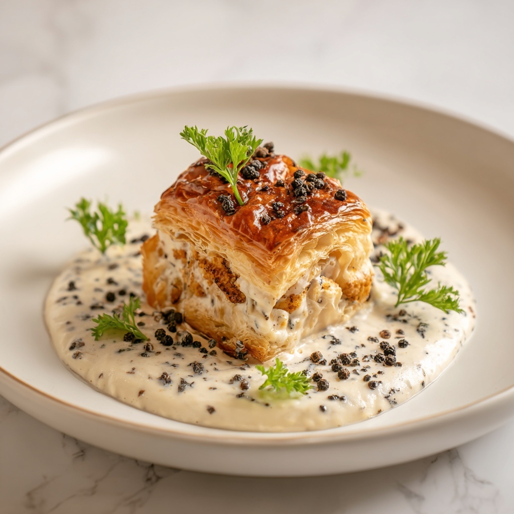 Chicken in Puff Pastry with Mustard Cream Sauce Recipe - Recipe Image