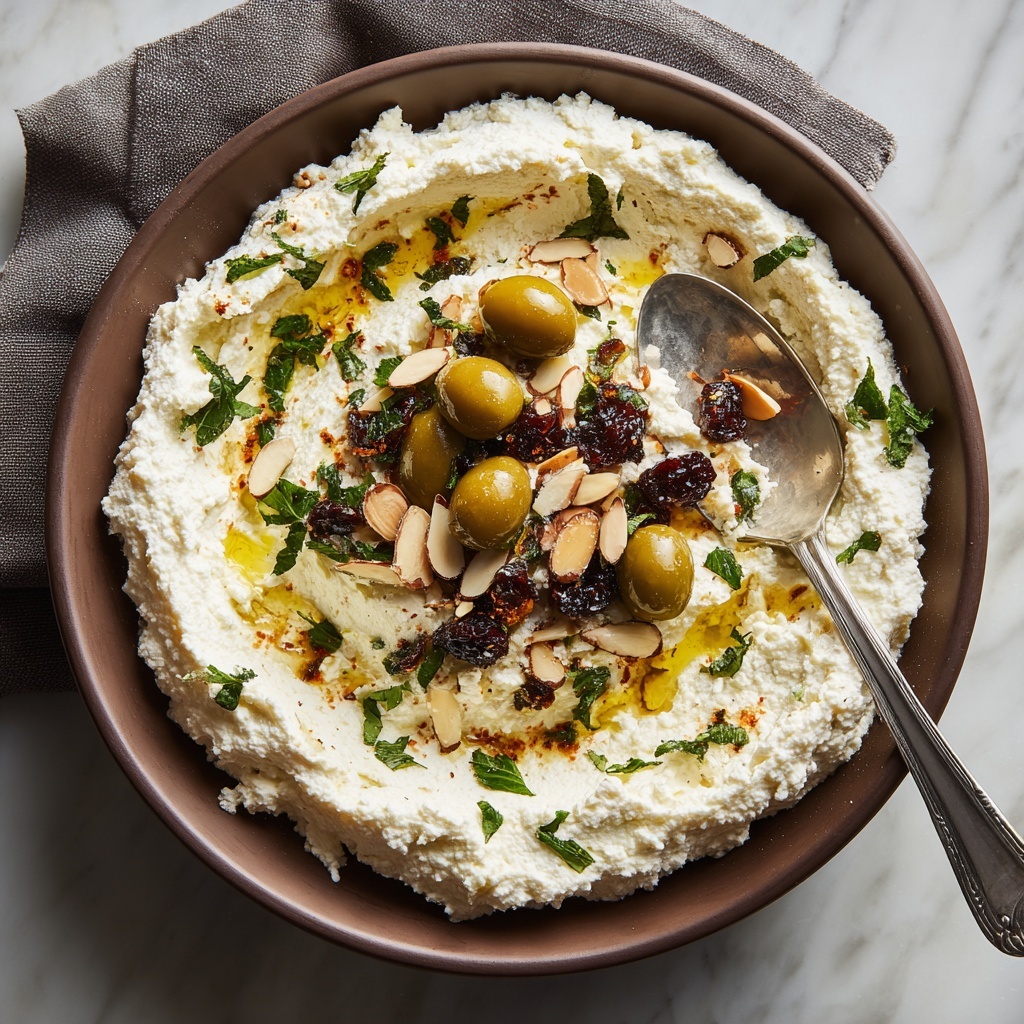 Ricotta with Crushed Olives, Almonds & Lemon Recipe - Recipe Image