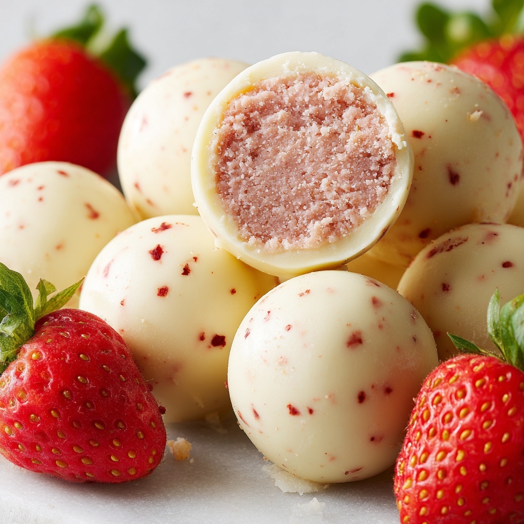 White Chocolate Strawberry Truffles Recipe - Recipe Image