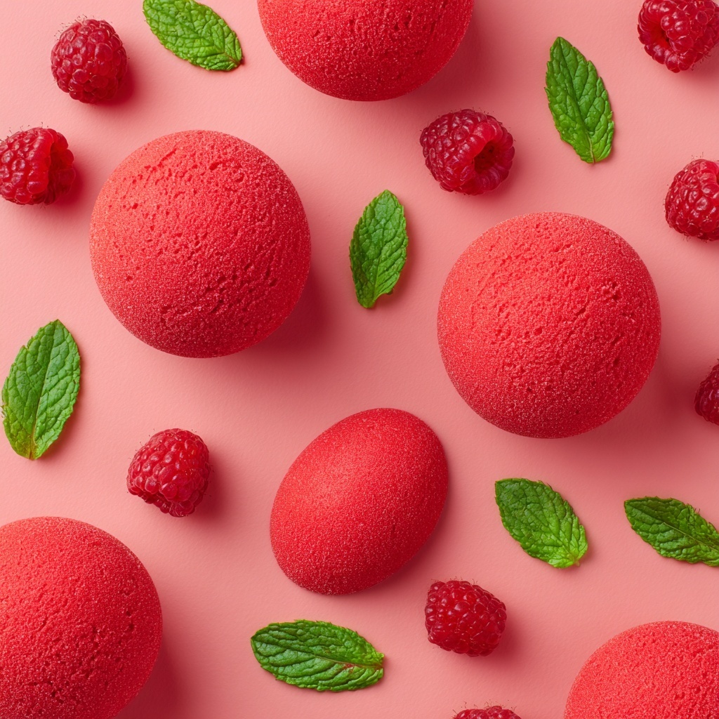 Raspberry Sorbet with Fresh Mint Recipe - Recipe Image