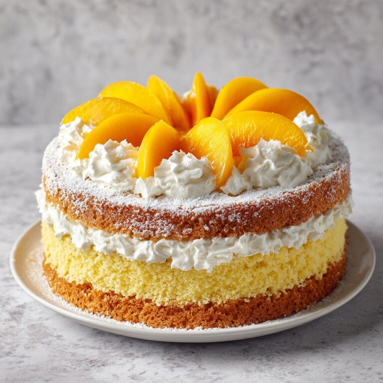 Peach Cake with Creamy Vanilla Glaze Recipe