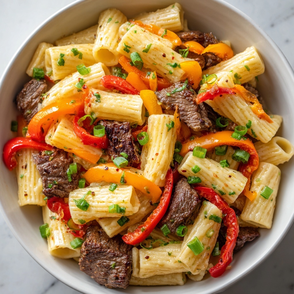 Philly Cheesesteak Pasta Recipe - Recipe Image