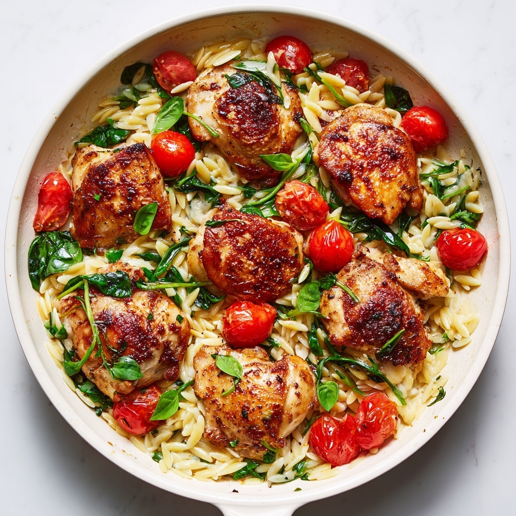 Chicken Orzo with Cherry Tomatoes and Spinach Recipe - Recipe Image