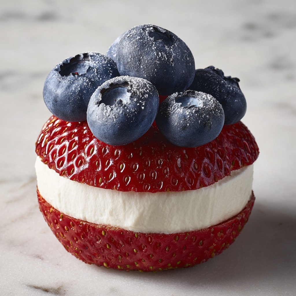 Red, White, and Blue Cheesecake Strawberries Recipe - Recipe Image