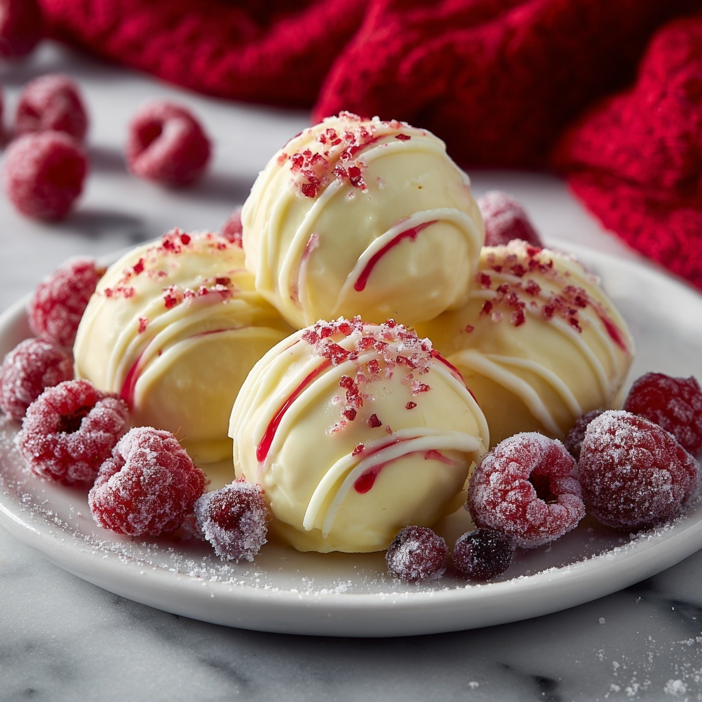 White Chocolate Raspberry Cheesecake Balls Recipe - Recipe Image