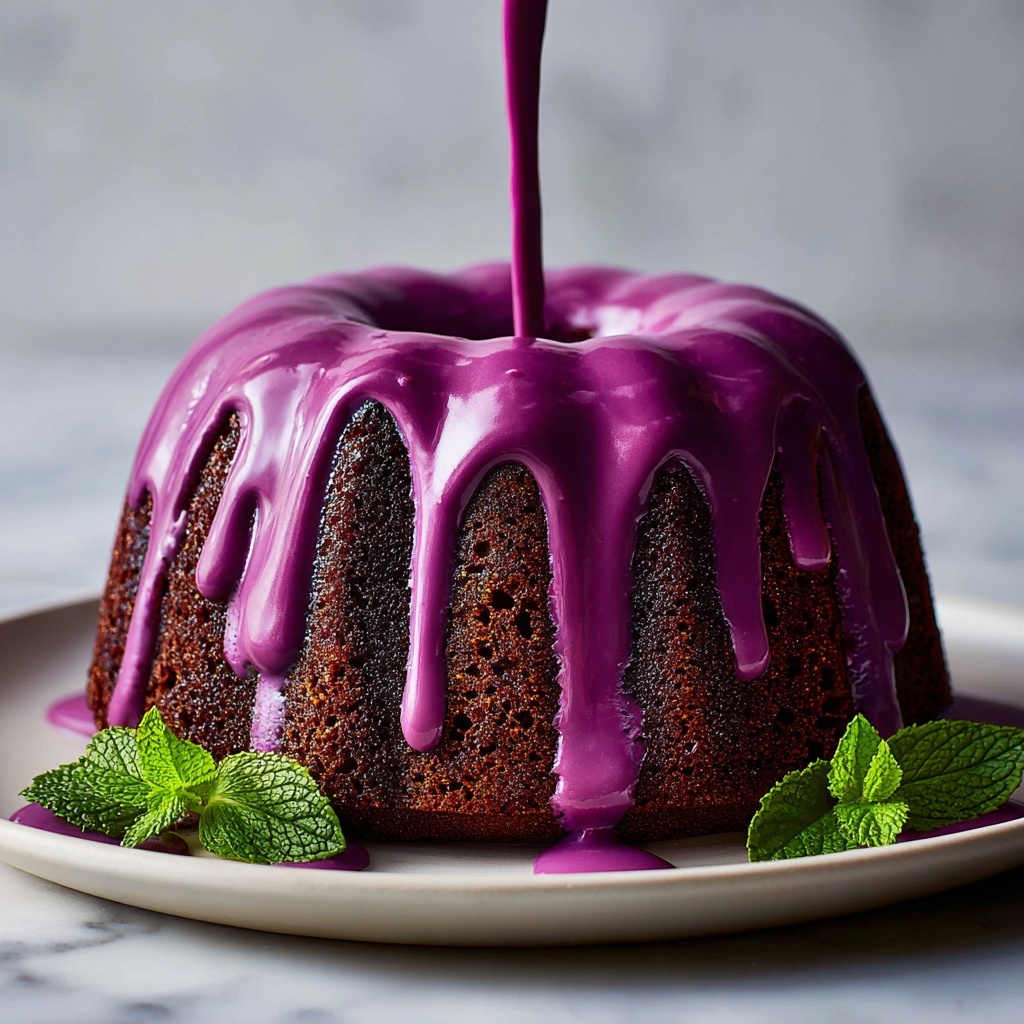Chocolate Bundt Cake with Hibiscus Cream Cheese Glaze Recipe - Recipe Image