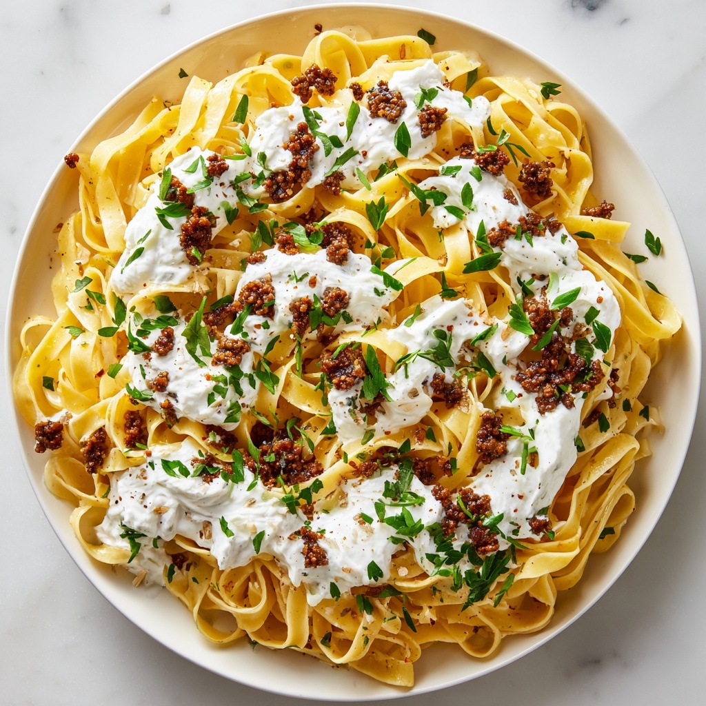 Cheesy Garlic Butter Linguine with Savory Ground Beef Recipe - Recipe Image
