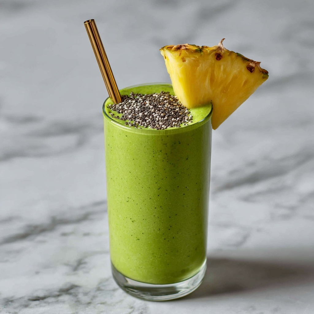 Creamy Green Detox Smoothie with Pineapple and Ginger Recipe - Recipe Image