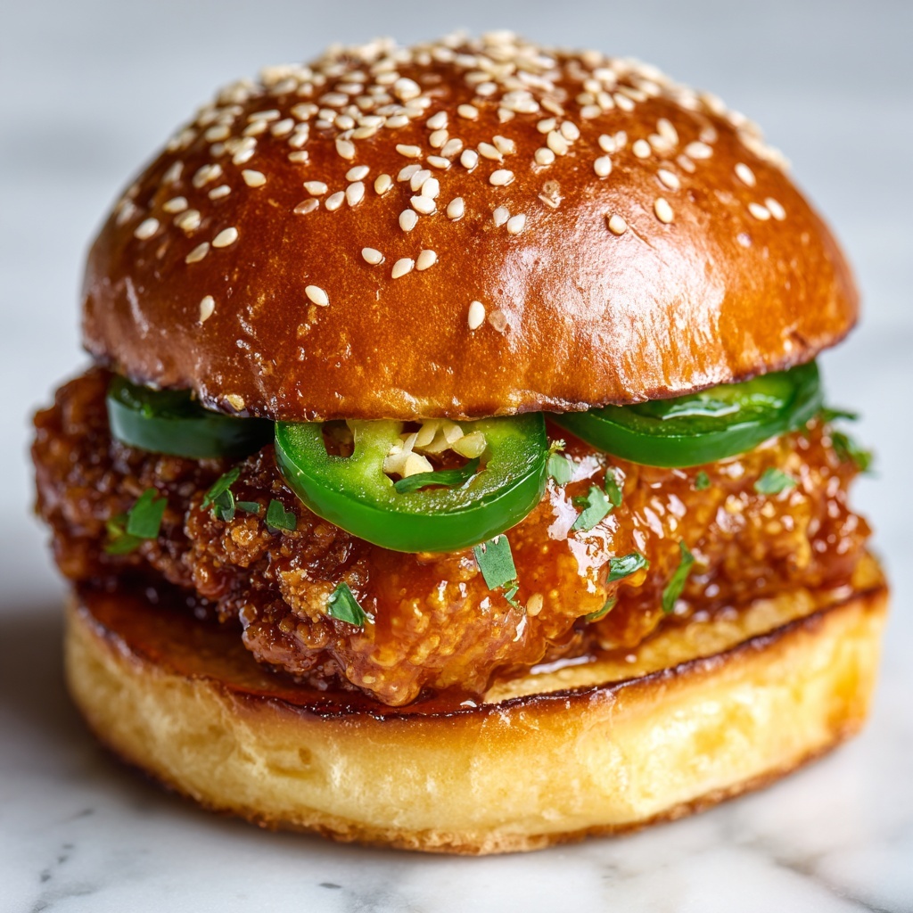 Jalapeno Honey Drenched Crispy Fried Chicken Sandwich Recipe - Recipe Image