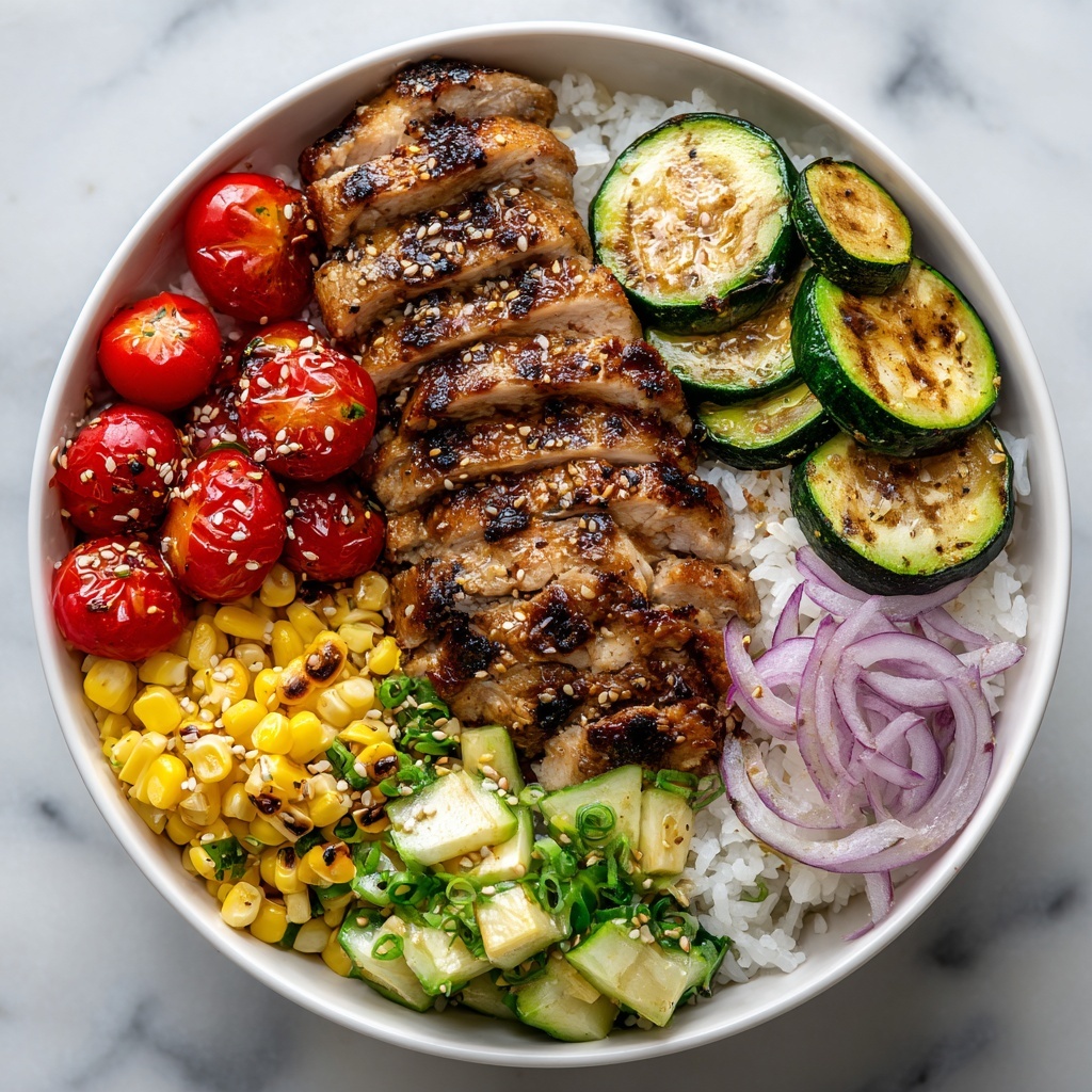 Grilled Chicken Burrito Bowl with Avocado and Vegetables Recipe - Recipe Image