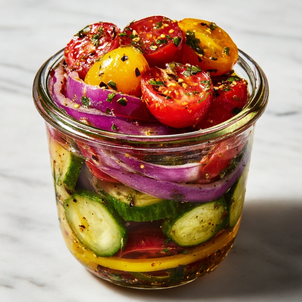Pickled Cherry Tomatoes, Red Onions, and Cucumbers Recipe - Recipe Image