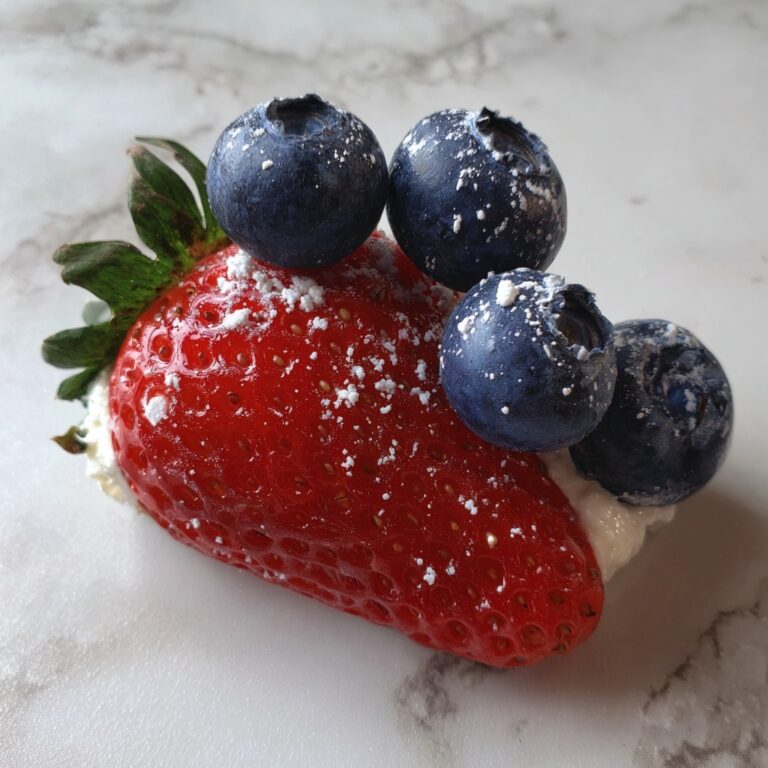Red, White, and Blue Cheesecake Strawberries Recipe