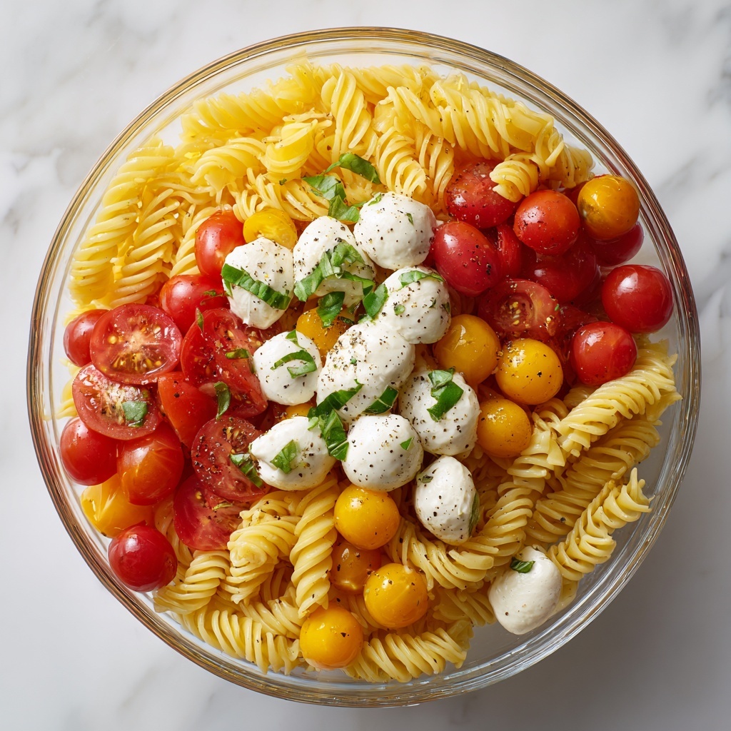 Creamy Caprese Pasta Salad Recipe - Recipe Image