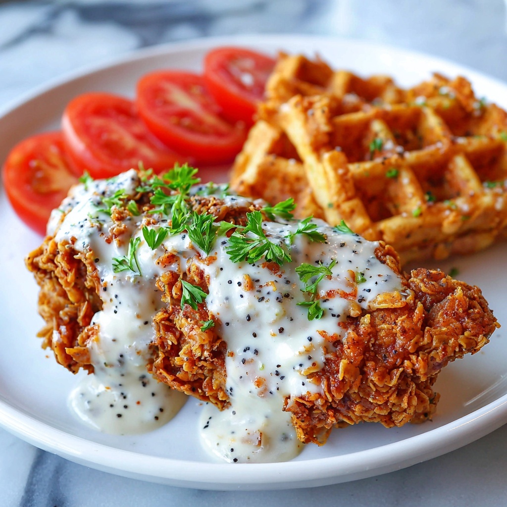 Southern Fried Chicken with Creamy Gravy Recipe - Recipe Image