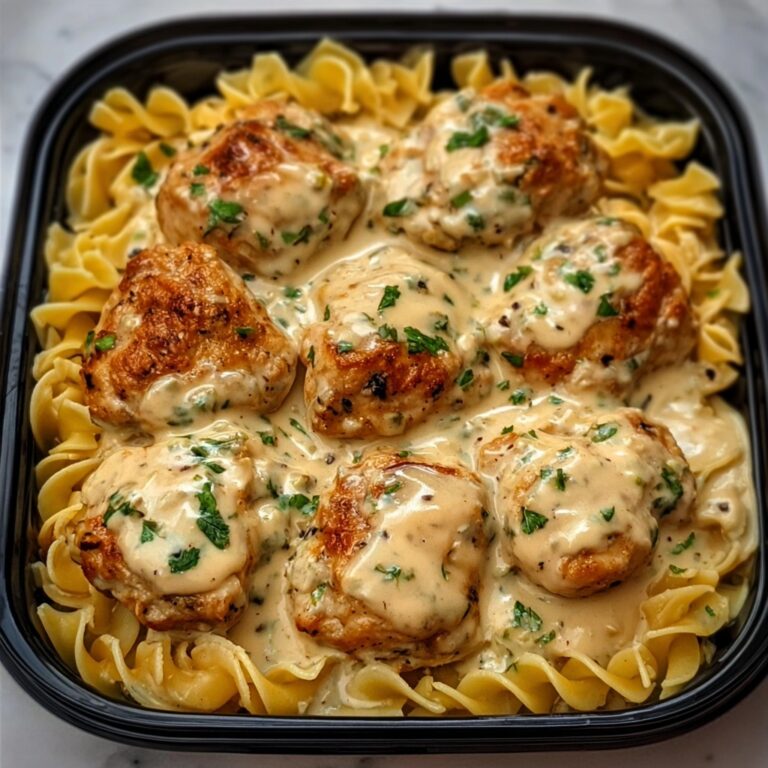 One-Pan Creamy Garlic Butter Chicken with Egg Noodles Recipe