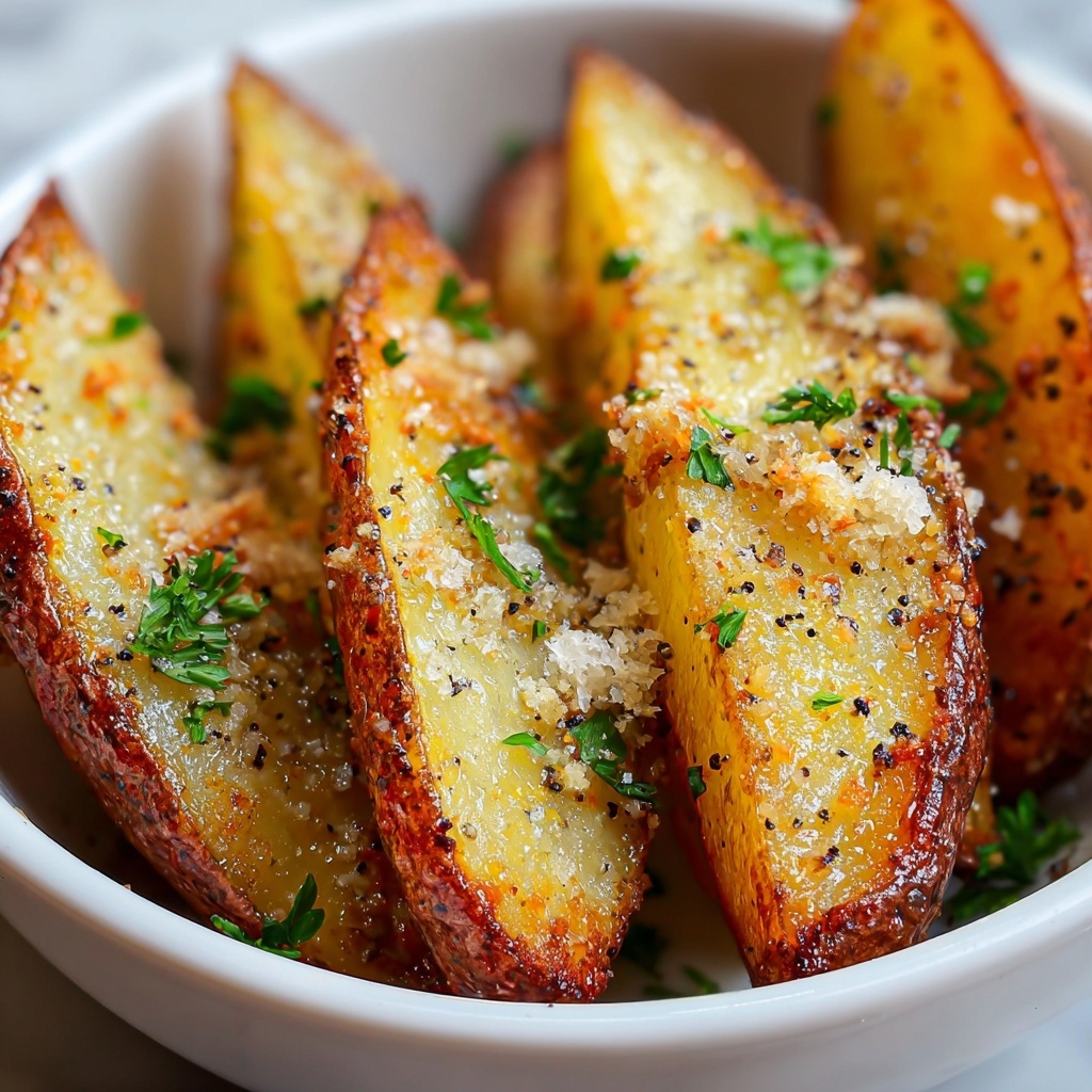 Baked Garlic Parmesan Potato Wedges Recipe - Recipe Image