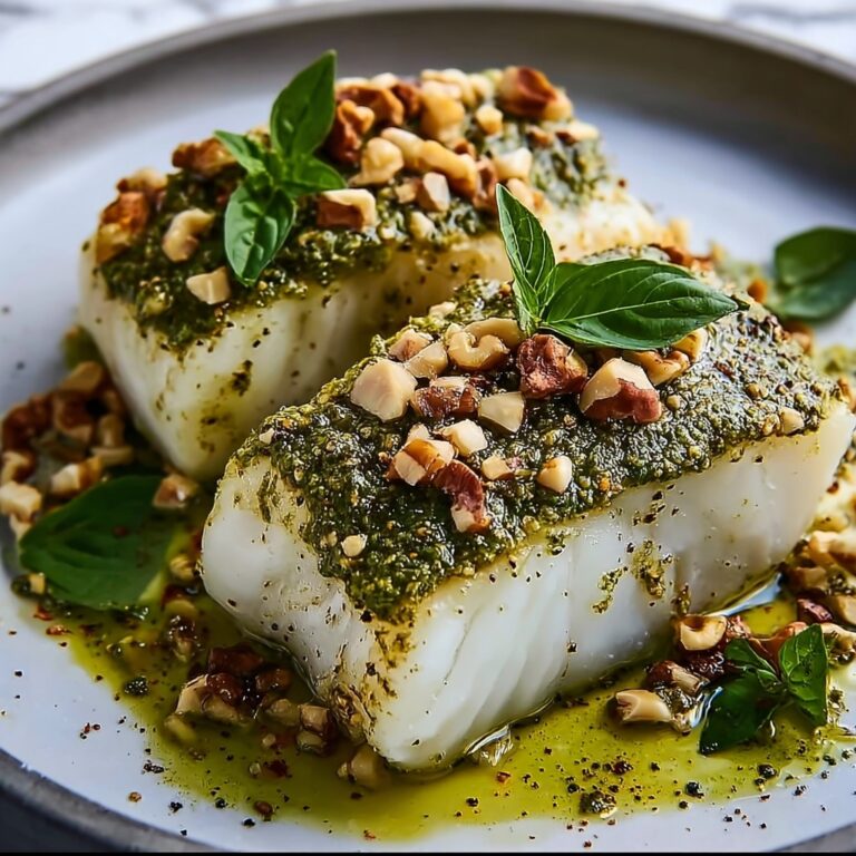 Keto Chilean Seabass with Walnut Pesto Crust Recipe