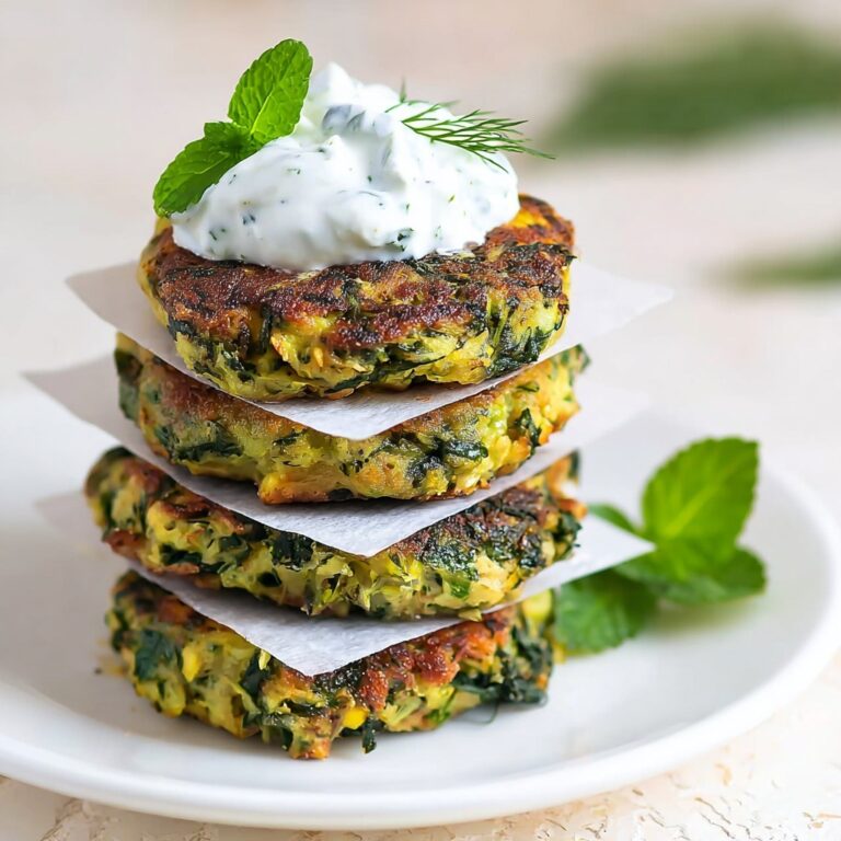 Zucchini, Feta, and Spinach Fritters with Garlic Tzatziki Recipe