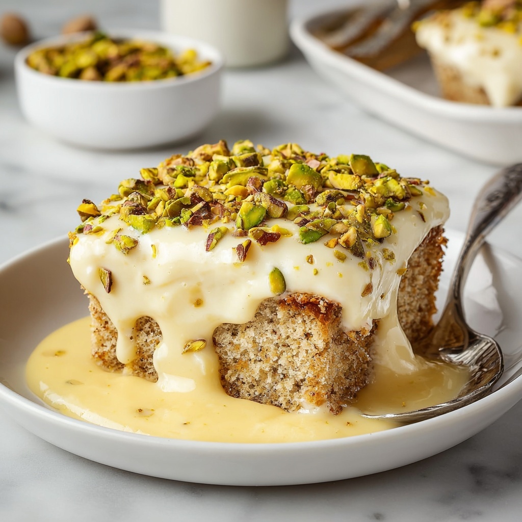 Vegan Pistachio Tres Leches (3 Milk Cake) Recipe - Recipe Image