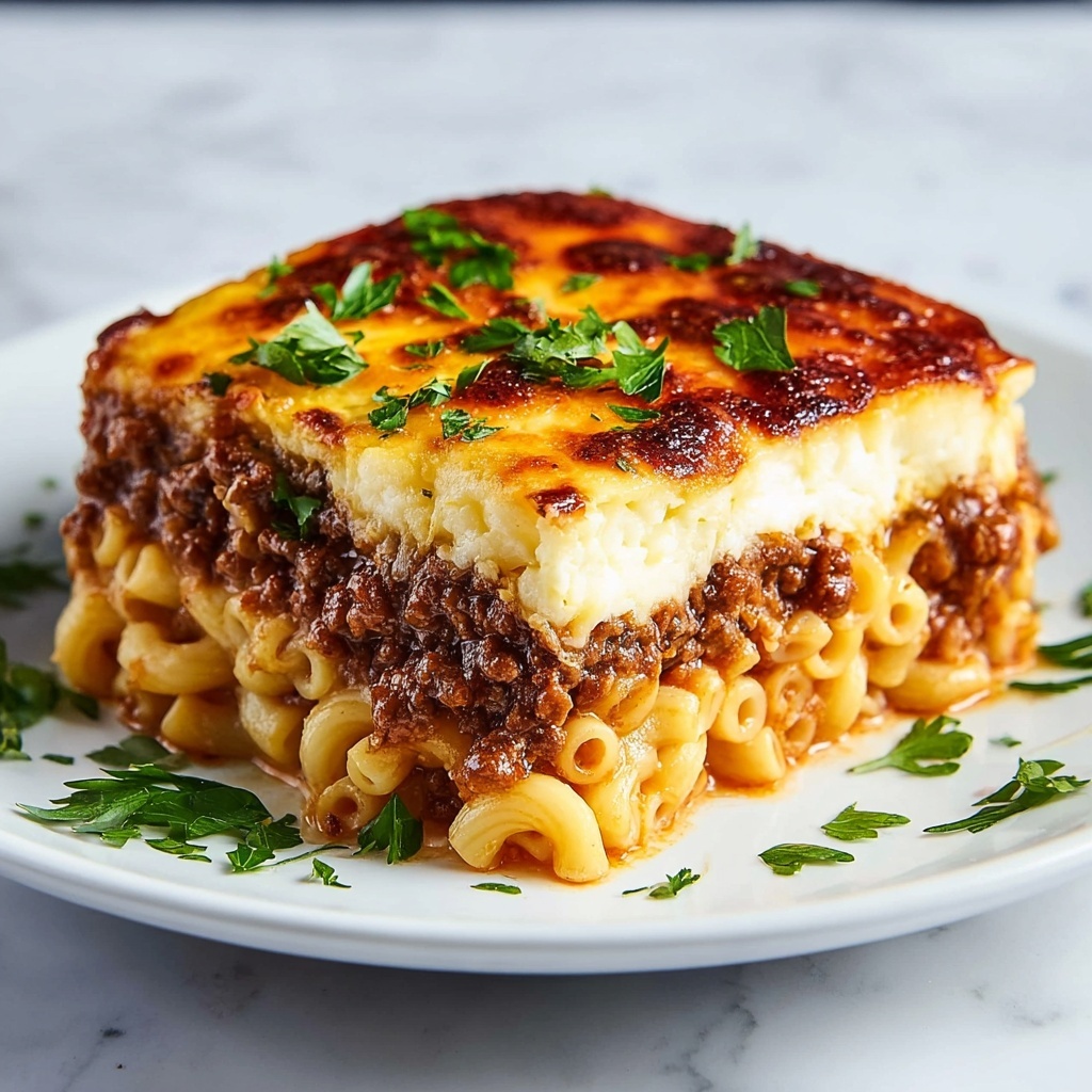 Pastitsio (Greek Baked Pasta with Meat and Bechamel Sauce) Recipe - Recipe Image