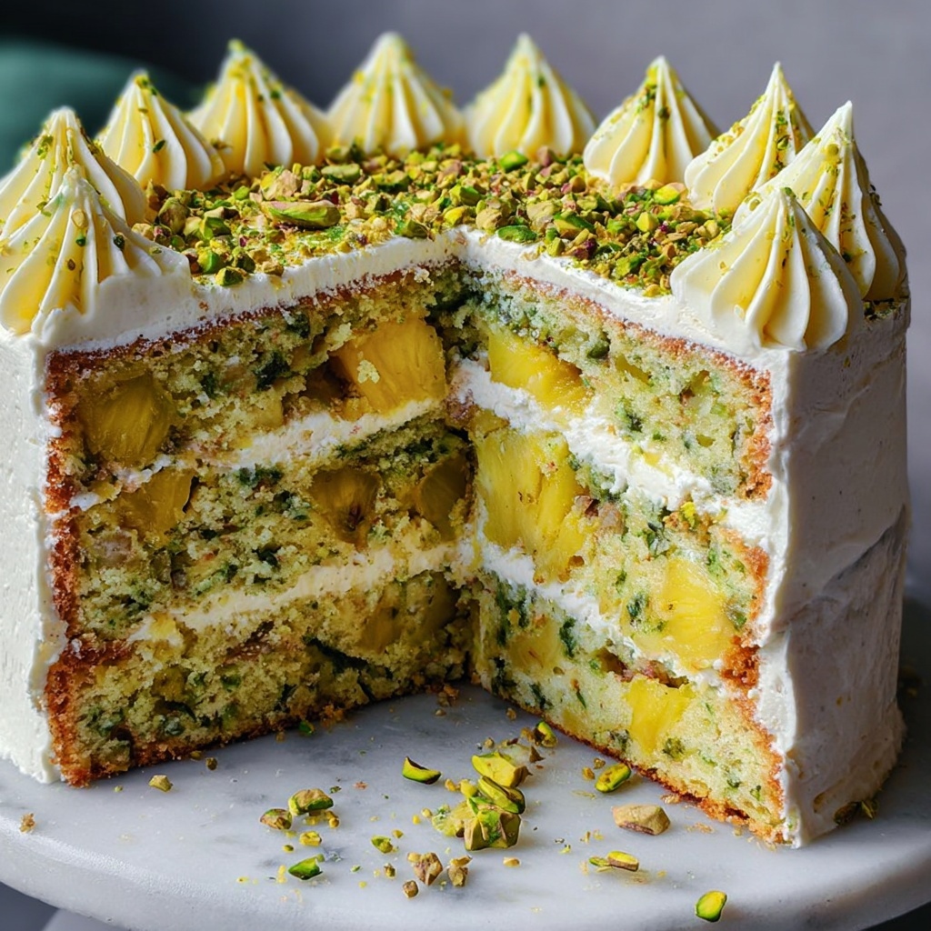 Tropical Pistachio Pineapple Cake Recipe - Recipe Image