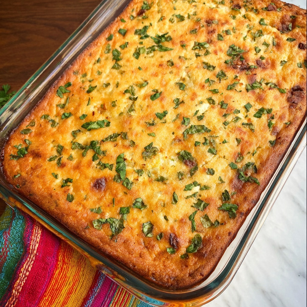Mexican Chicken Cornbread Casserole Recipe - Recipe Image