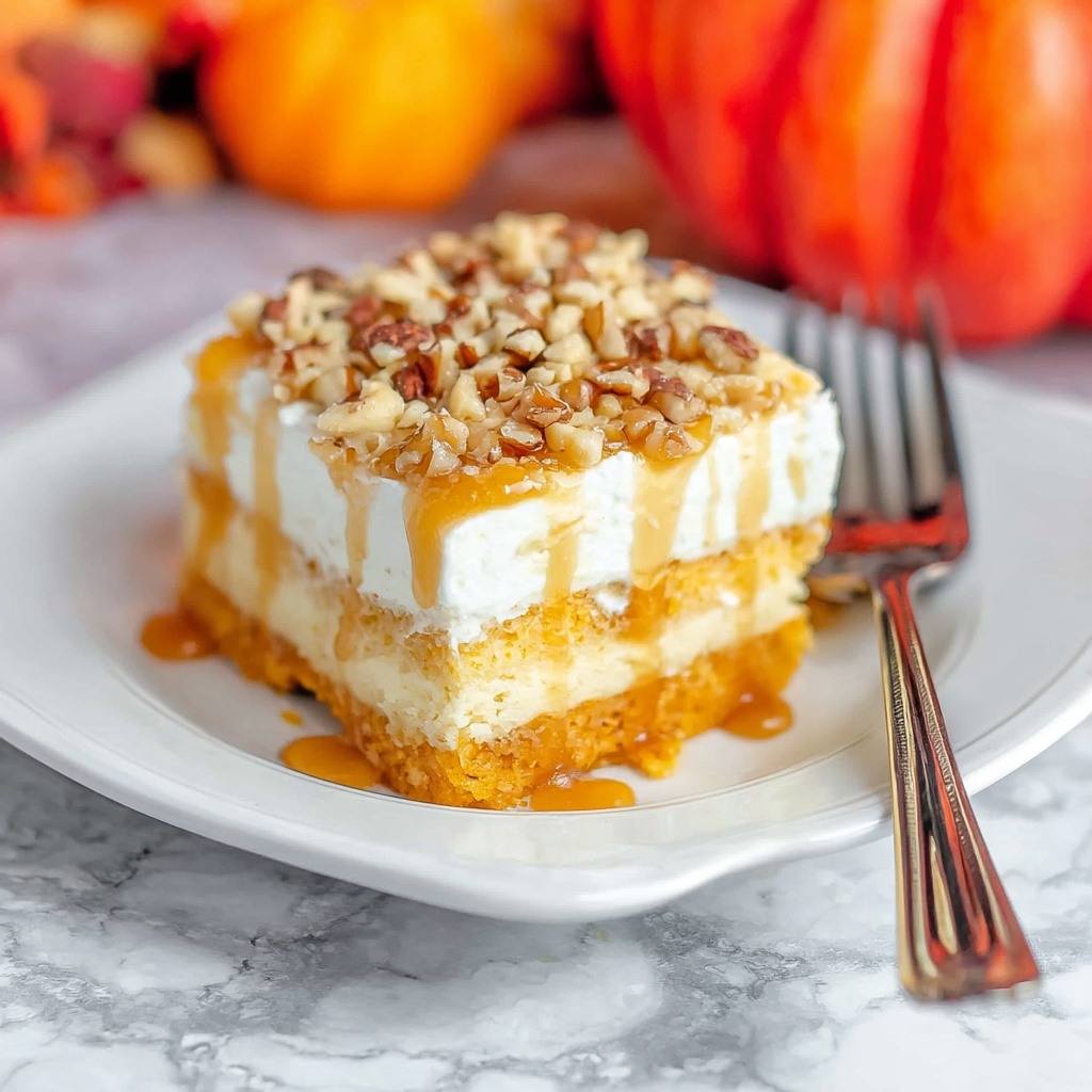Pumpkin Poke Cake with Caramel and Toffee Recipe - Recipe Image