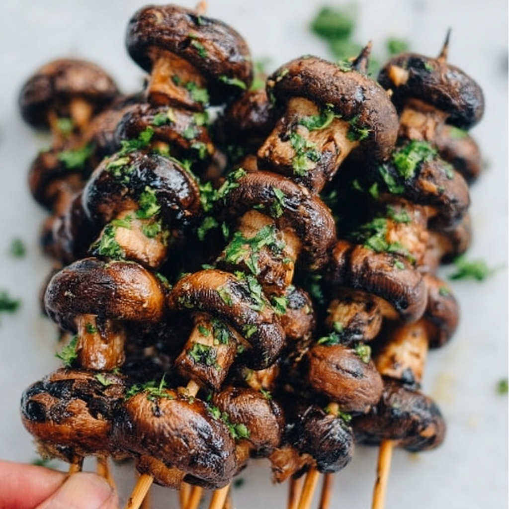 Marinated Grilled Mushroom Skewers Recipe - Recipe Image