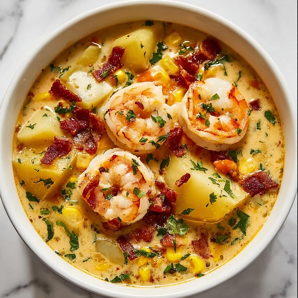Creamy Potato Shrimp and Corn Chowder Recipe - Recipe Image