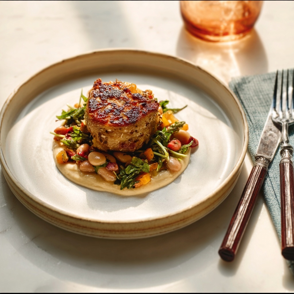 Crispy Chicken Thighs Over Vinegar Beans Recipe - Recipe Image