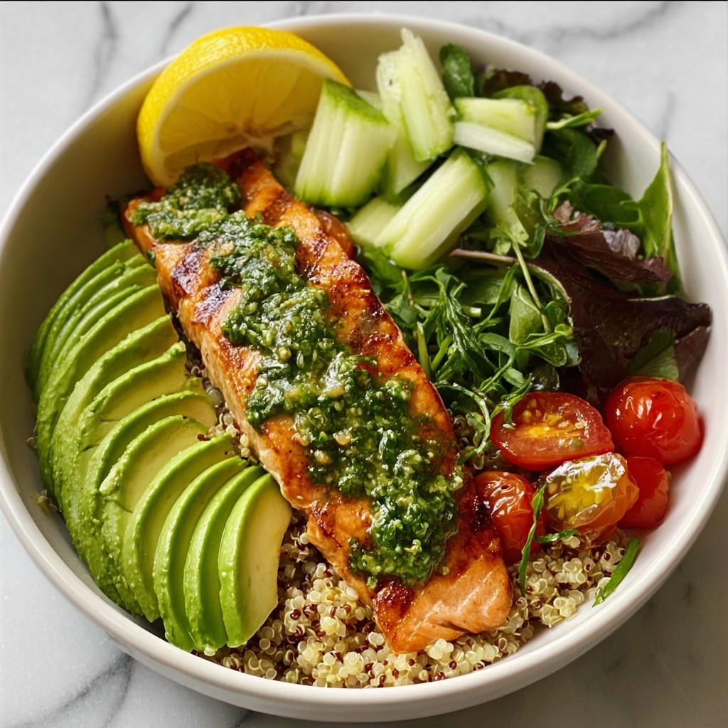 Spiced Salmon Bowl with Quinoa and Cucumber Dill Salad Recipe - Recipe Image