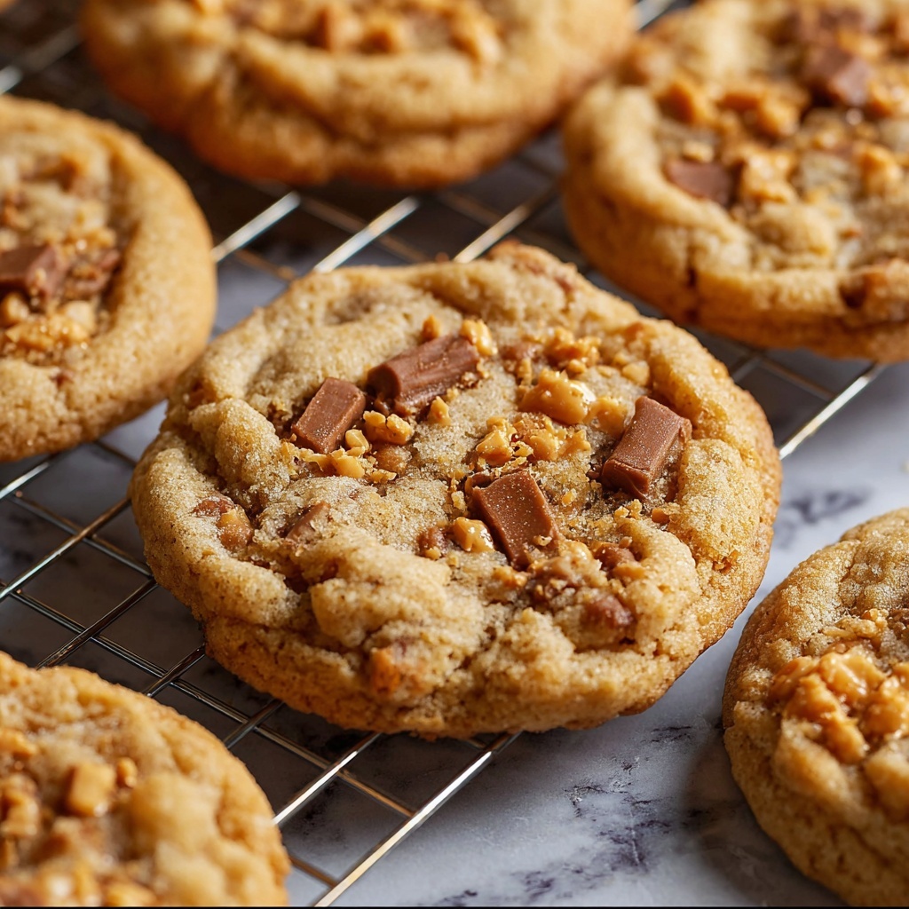 Thick and Chewy Peanut Butter Butterfinger Cookies Recipe - Recipe Image