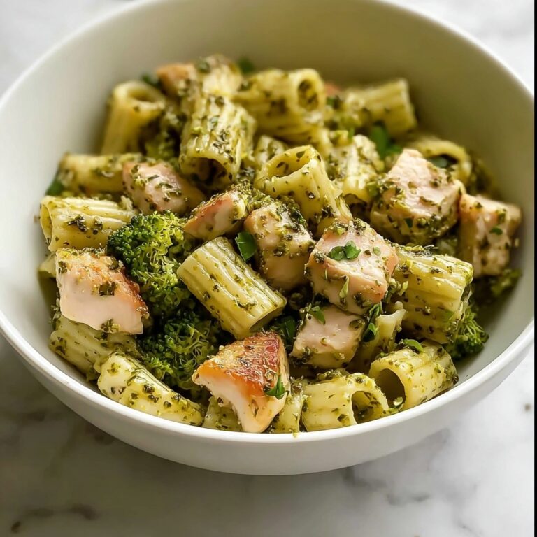 One Pan Creamy Pesto Chicken & Broccoli Pasta Recipe