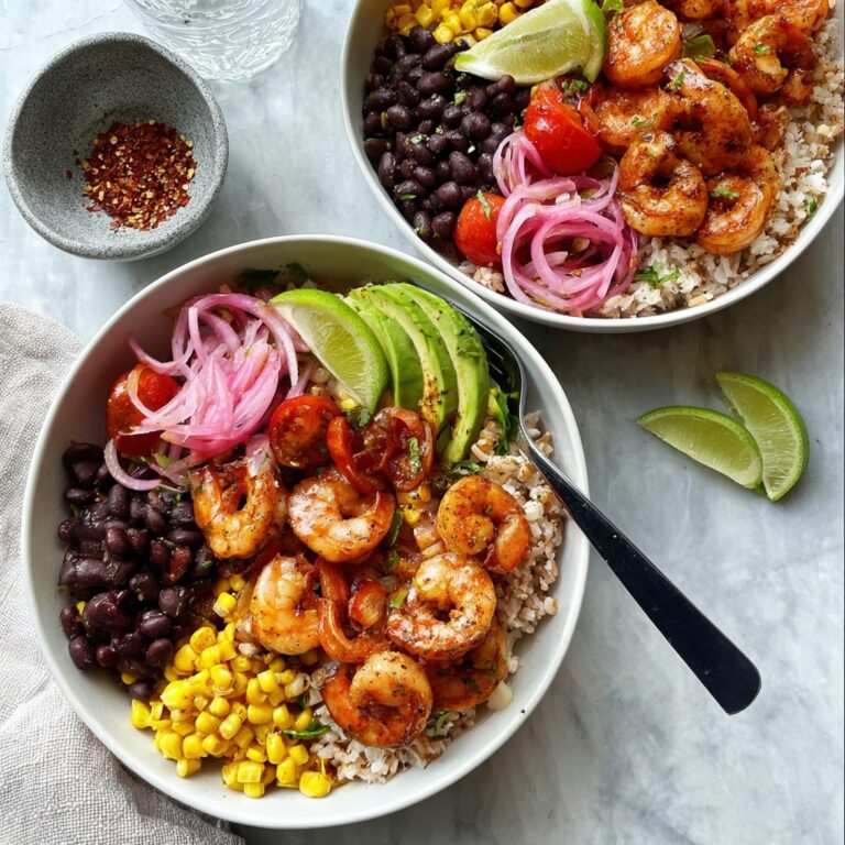 Shrimp Burrito Bowls with Cilantro Lime Rice and Roasted Corn Recipe
