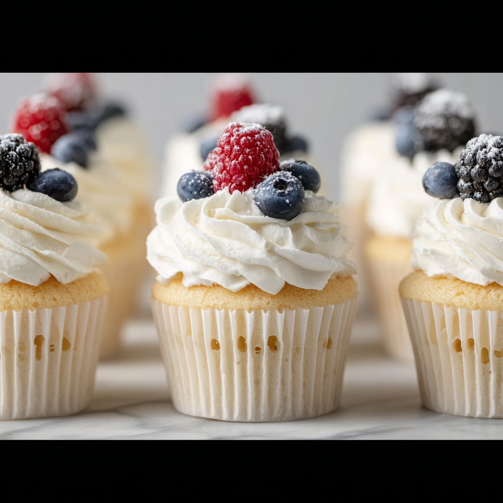 Angel Food Cupcakes with Whipped Cream and Berries Recipe - Recipe Image